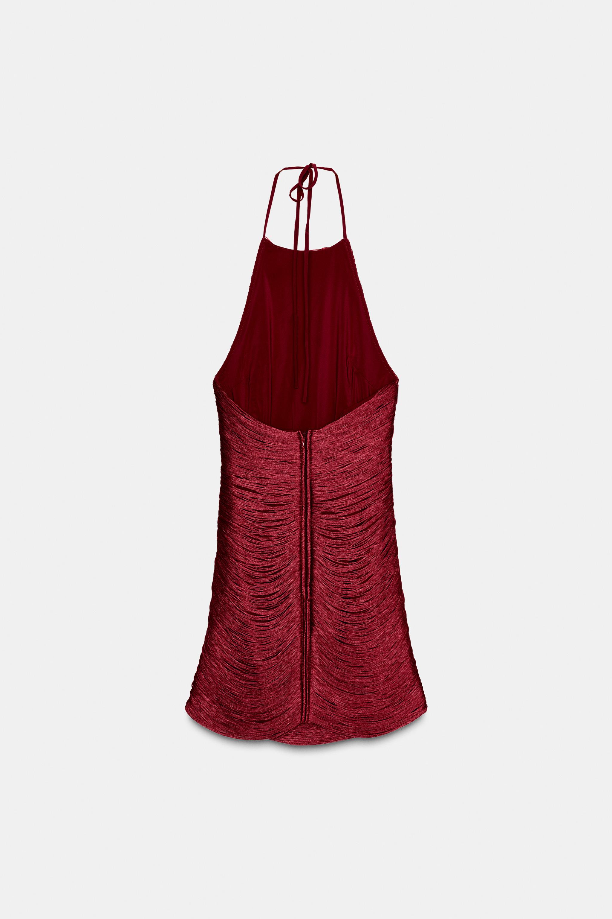 SHORT HALTER FRINGE DRESS